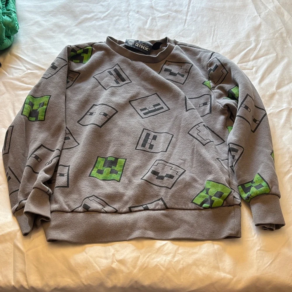 Boys Size M 8-10 Clothing Lot Gap Minecraft Hoodie Sweatshirt Vest 3 Pc